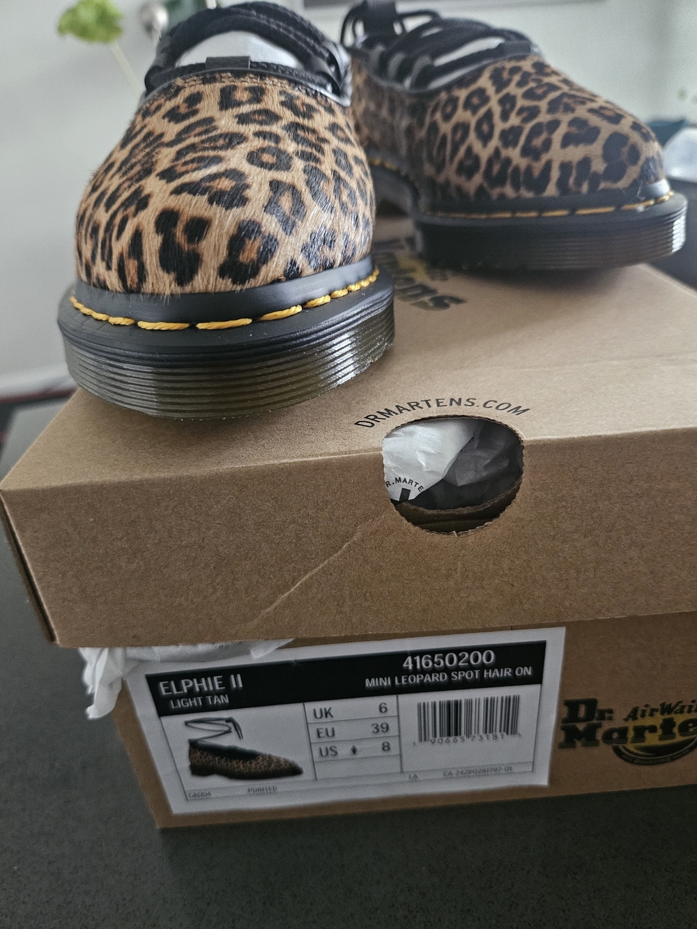 Dr. Martens Elphie II Mini Leopard Hair-On Shoes - Brown/Black
